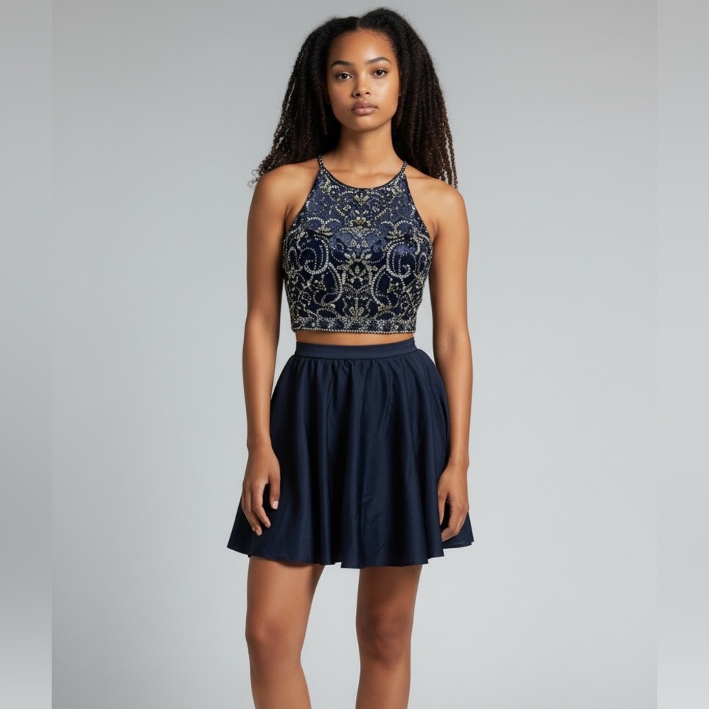 Dancing Queen -‎ Two Piece Formal Dress Set (Small) - Beaded Prom Outfit